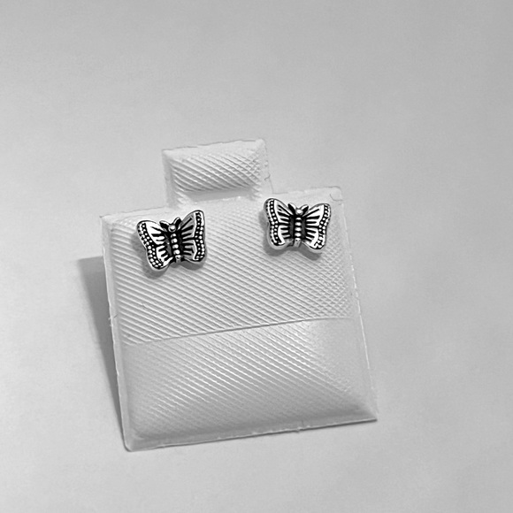 Sterling silver tiny butterfly stud earrings, butterfly earrings, butterfly stud - Picture 2 of 9